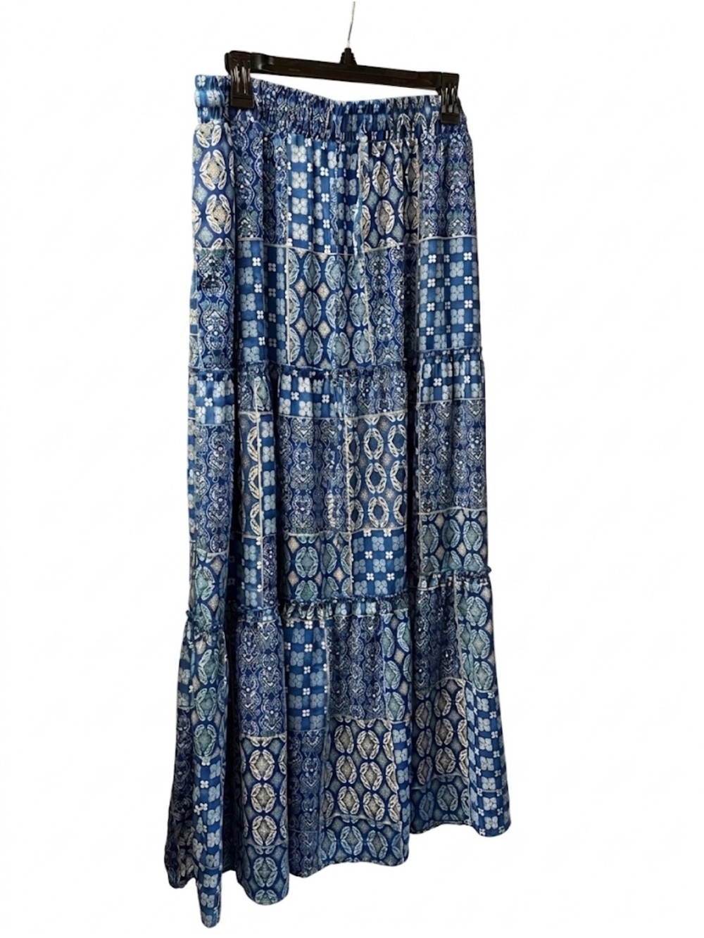 Bohemian Tile-Print Maxi Skirt - Blue - Picture 2 of 2